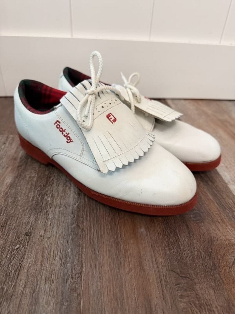 FootJoy VINTAGE Soft Joys Womens Golf Shoes Steel Spikes plaid kilted lace 6.5M
